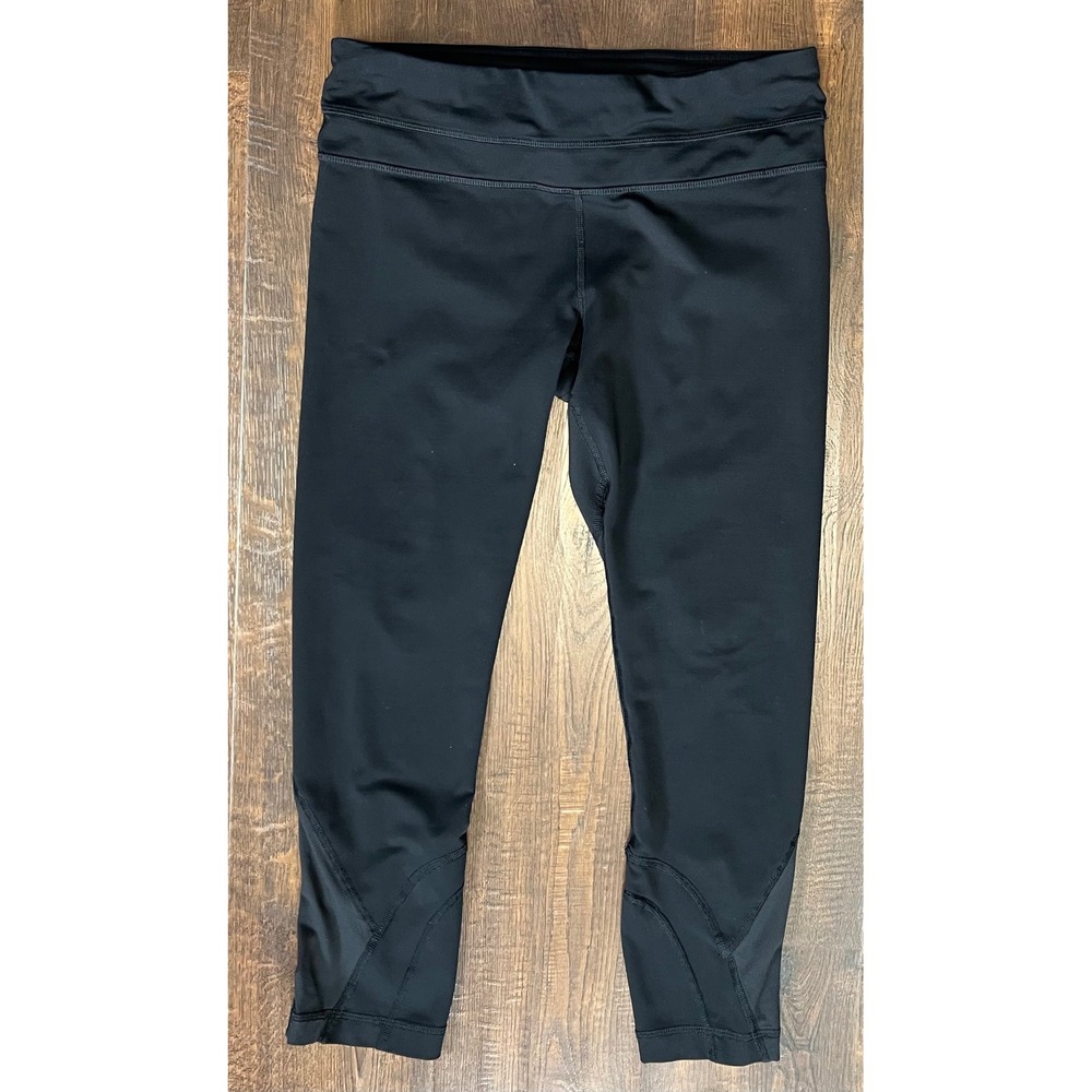 Lululemon Run Inspire Crop II Black Mesh Leggings Size 6 W6830S